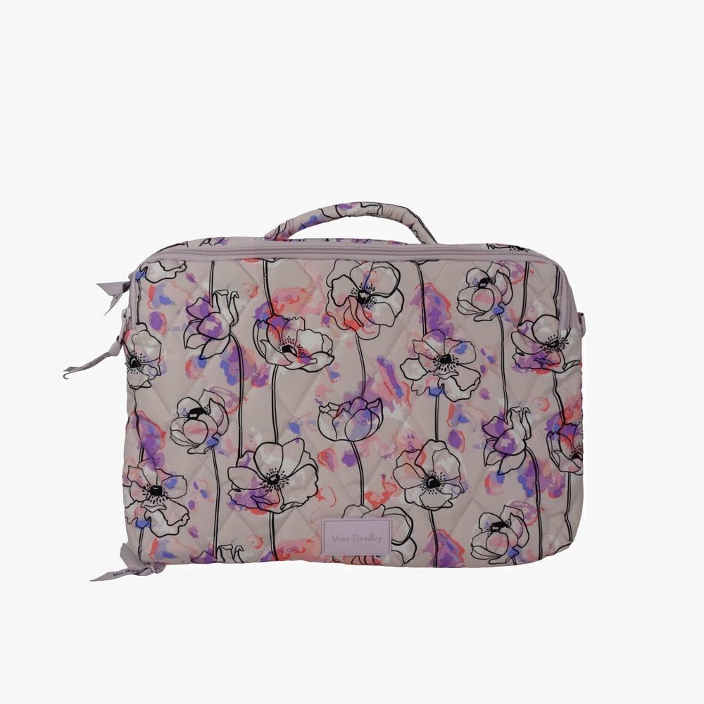 VERA BRADLEY Ultralight Laptop Workstation Crossbody Anemone Watercolor Pink NWT